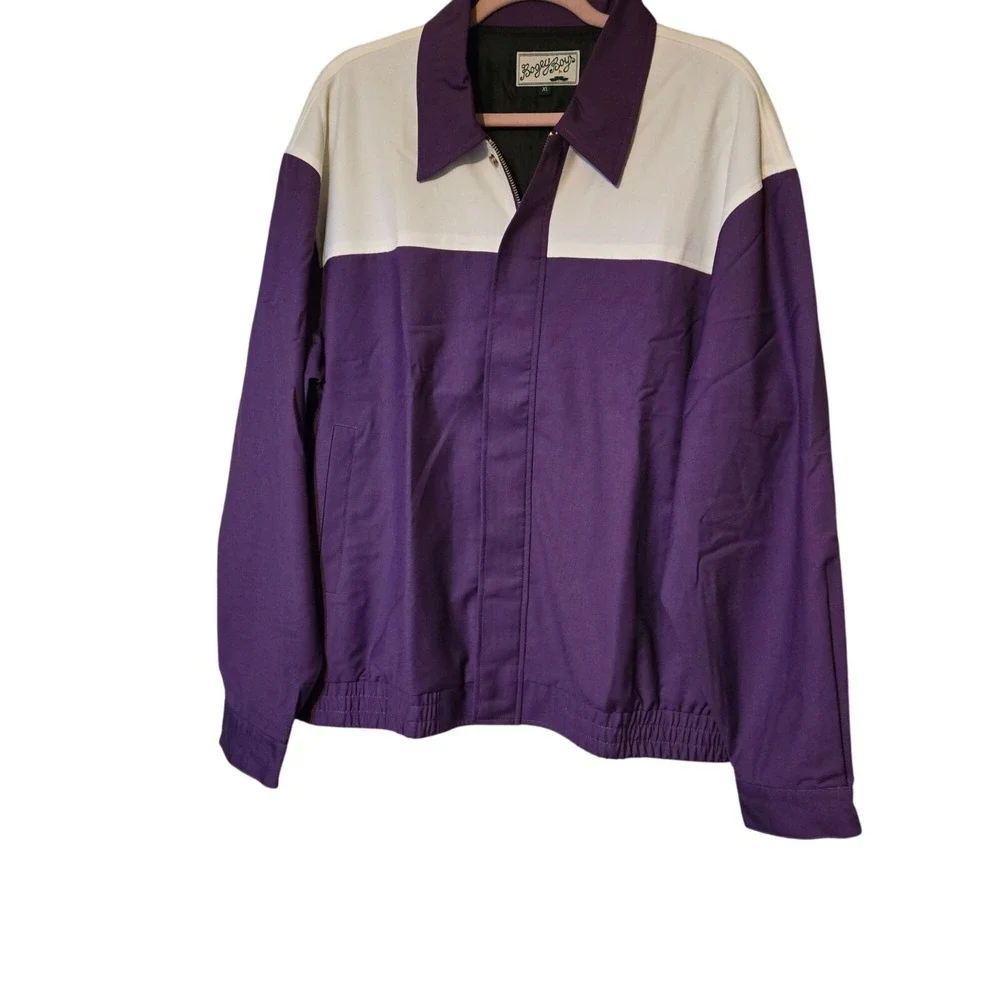 Bogey‎ Boys Mens Colorblock Full Zip Golf Jacket Purple Cream XL Macklemore